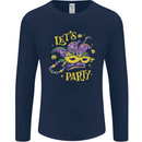 Mardi Gras Lets Party Mens Long Sleeve T-Shirt Navy Blue