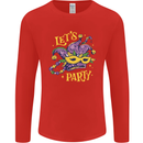 Mardi Gras Lets Party Mens Long Sleeve T-Shirt Red