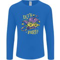 Mardi Gras Lets Party Mens Long Sleeve T-Shirt Royal Blue