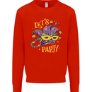 Mardi Gras Lets Party Mens Sweatshirt Jumper Bright Red