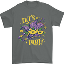 Mardi Gras Lets Party Mens T-Shirt 100% Cotton Charcoal
