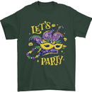 Mardi Gras Lets Party Mens T-Shirt 100% Cotton Forest Green