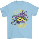 Mardi Gras Lets Party Mens T-Shirt 100% Cotton Light Blue