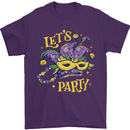 Mardi Gras Lets Party Mens T-Shirt 100% Cotton Purple