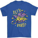 Mardi Gras Lets Party Mens T-Shirt 100% Cotton Royal Blue