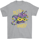 Mardi Gras Lets Party Mens T-Shirt 100% Cotton Sports Grey