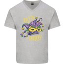 Mardi Gras Lets Party Mens V-Neck Cotton T-Shirt Sports Grey