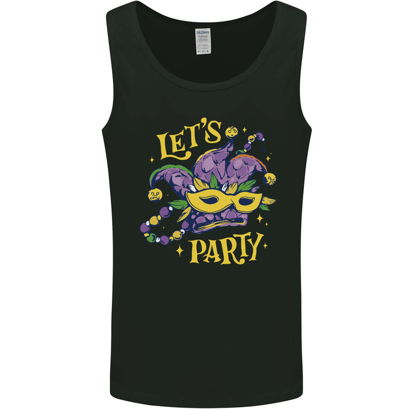 Mardi Gras Lets Party Mens Vest Tank Top Black