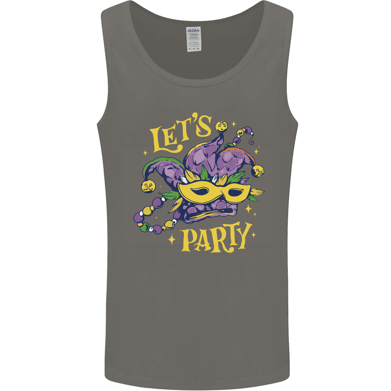 Mardi Gras Lets Party Mens Vest Tank Top Charcoal