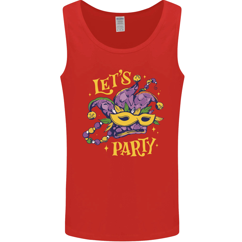 Mardi Gras Lets Party Mens Vest Tank Top Red