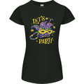 Mardi Gras Lets Party Womens Petite Cut T-Shirt Black