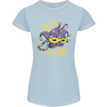 Mardi Gras Lets Party Womens Petite Cut T-Shirt Light Blue