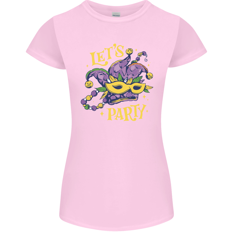 Mardi Gras Lets Party Womens Petite Cut T-Shirt Light Pink