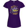 Mardi Gras Lets Party Womens Petite Cut T-Shirt Purple