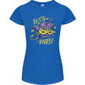 Mardi Gras Lets Party Womens Petite Cut T-Shirt Royal Blue