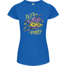 Mardi Gras Lets Party Womens Petite Cut T-Shirt Royal Blue