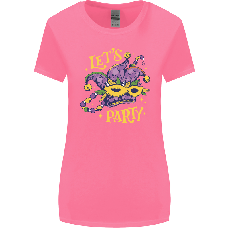 Mardi Gras Lets Party Womens Wider Cut T-Shirt Azalea