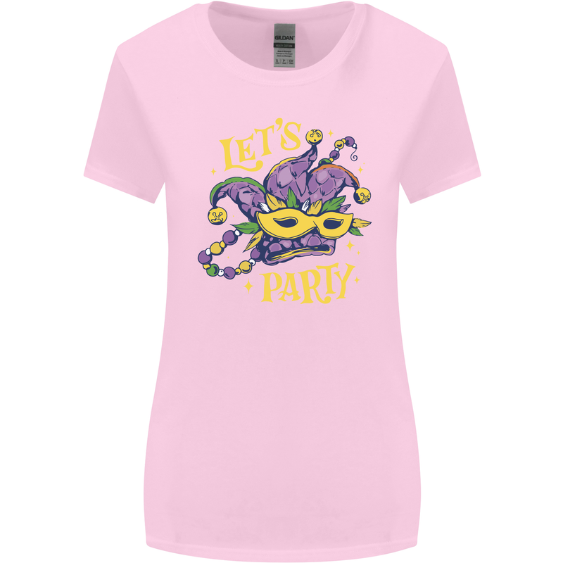 Mardi Gras Lets Party Womens Wider Cut T-Shirt Light Pink