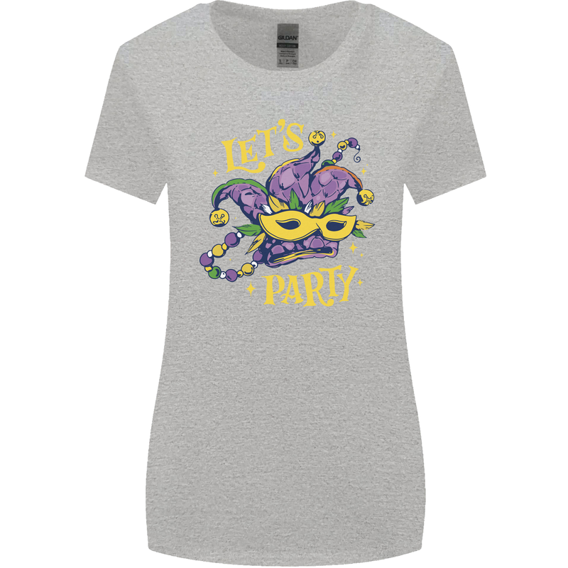 Mardi Gras Lets Party Womens Wider Cut T-Shirt Sports Grey