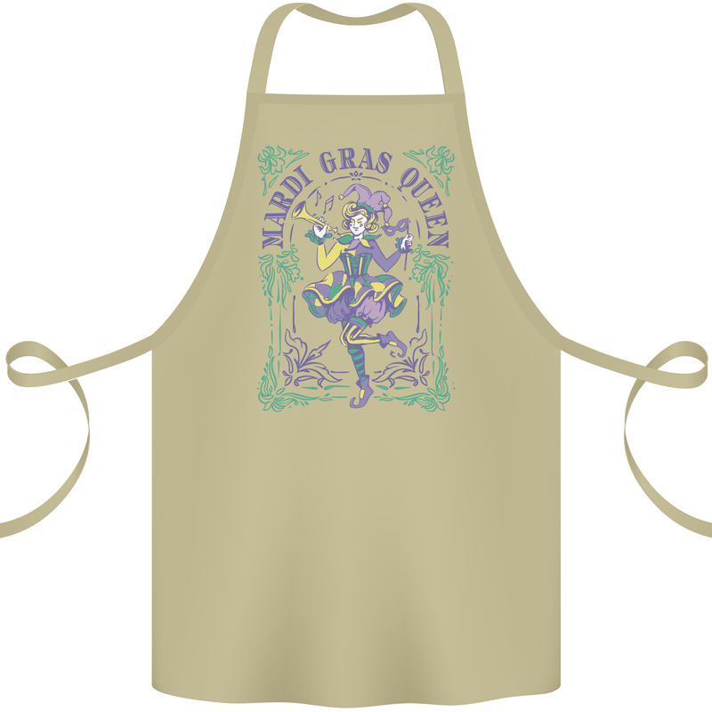 Mardi Gras Queen Cotton Apron 100% Organic Khaki