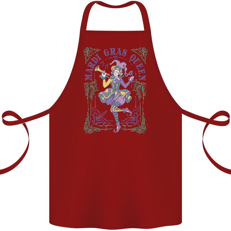 Mardi Gras Queen Cotton Apron 100% Organic Maroon