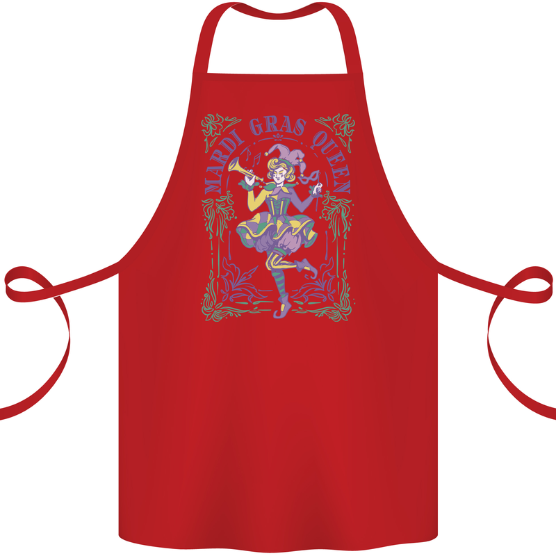 Mardi Gras Queen Cotton Apron 100% Organic Red