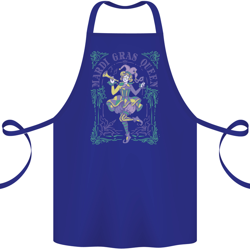 Mardi Gras Queen Cotton Apron 100% Organic Royal Blue