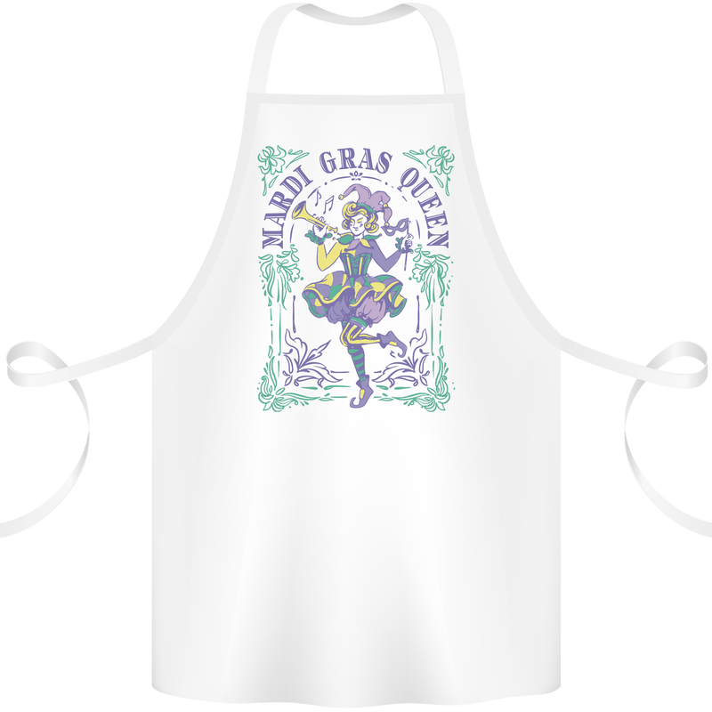 Mardi Gras Queen Cotton Apron 100% Organic White