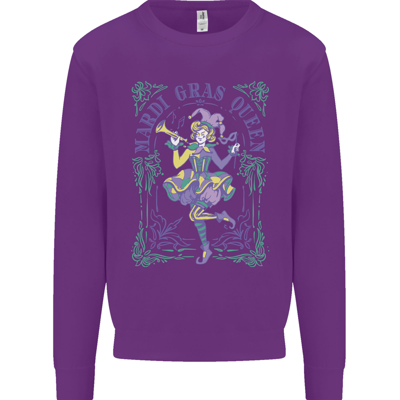 Mardi Gras Queen Kids Sweatshirt Jumper Purple