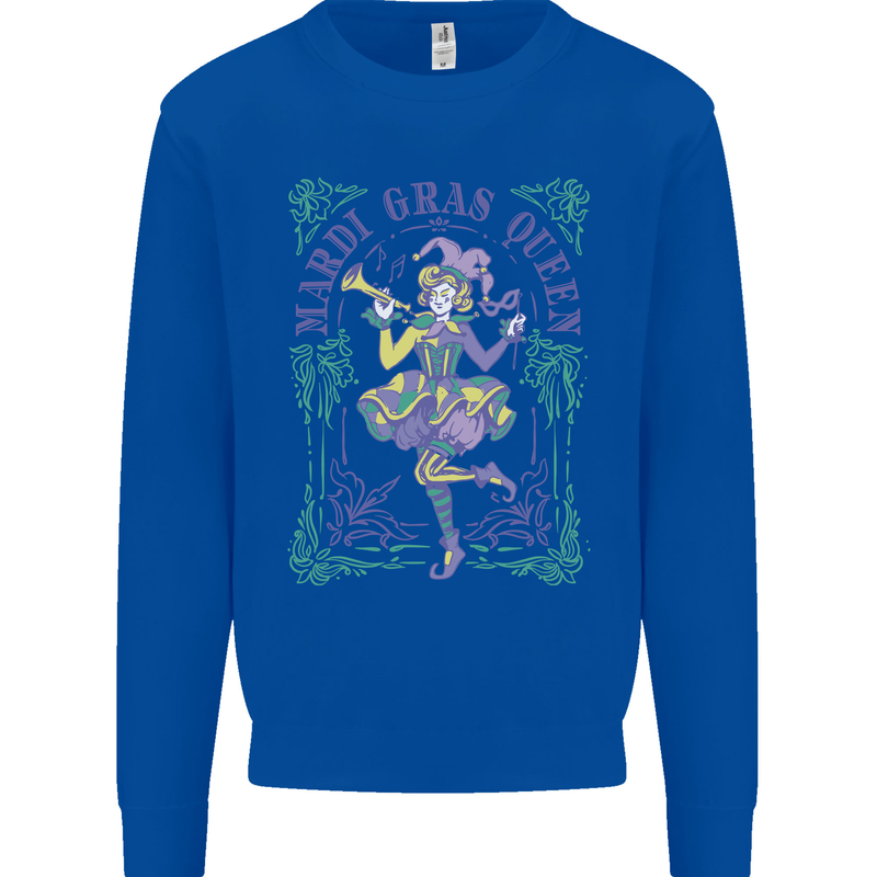 Mardi Gras Queen Kids Sweatshirt Jumper Royal Blue