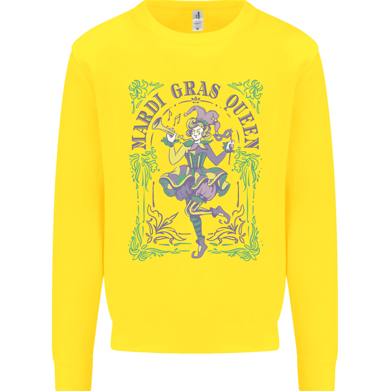 Mardi Gras Queen Kids Sweatshirt Jumper Yellow