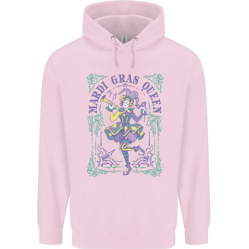 Mardi Gras Queen Mens 80% Cotton Hoodie Light Pink