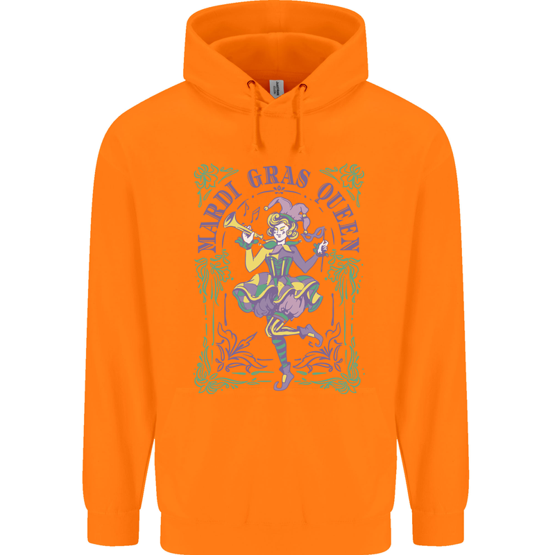 Mardi Gras Queen Mens 80% Cotton Hoodie Orange