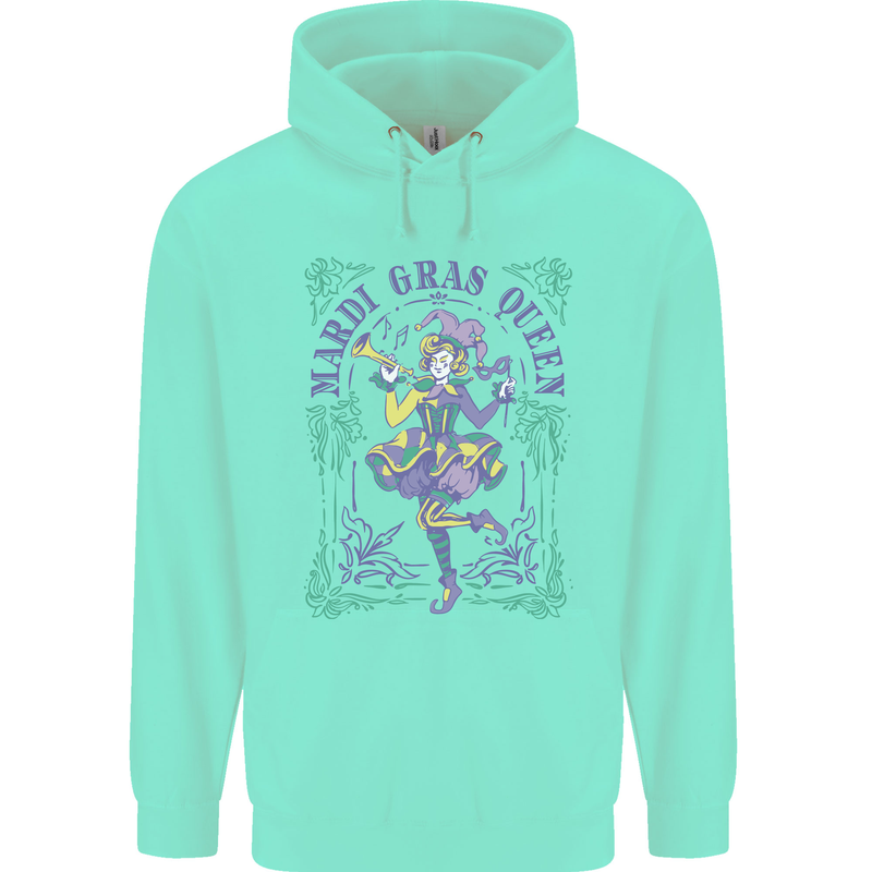 Mardi Gras Queen Mens 80% Cotton Hoodie Peppermint