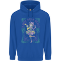 Mardi Gras Queen Mens 80% Cotton Hoodie Royal Blue