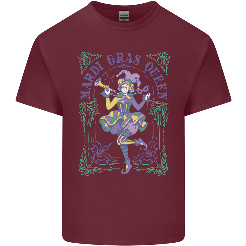 Mardi Gras Queen Mens Cotton T-Shirt Tee Top Maroon