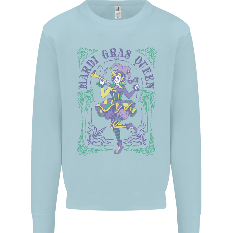 Mardi Gras Queen Mens Sweatshirt Jumper Light Blue