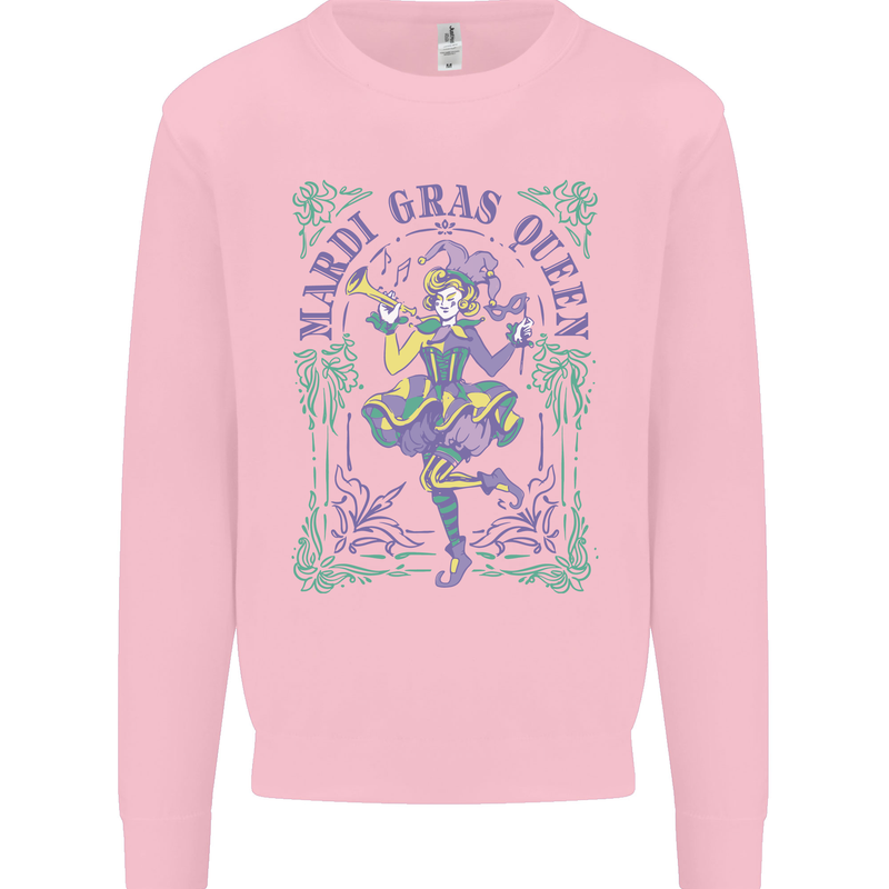 Mardi Gras Queen Mens Sweatshirt Jumper Light Pink