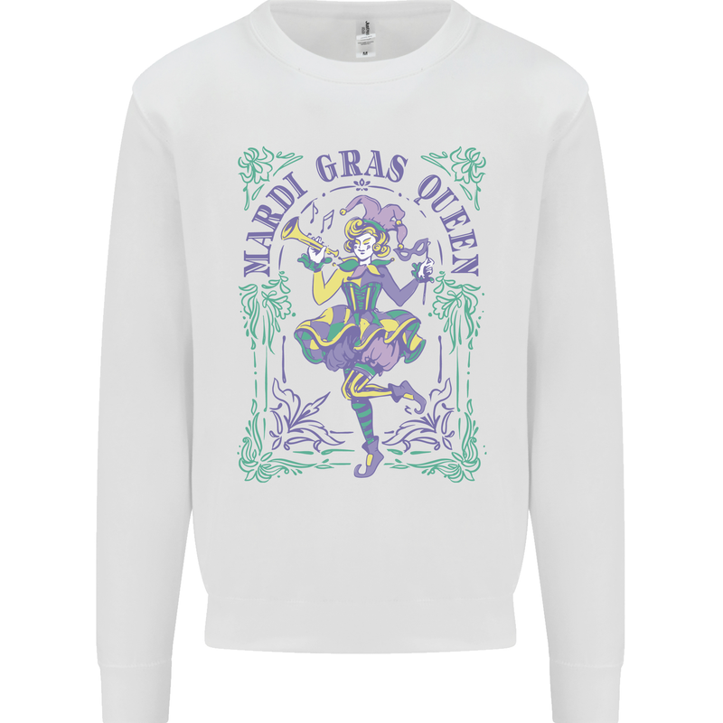 Mardi Gras Queen Mens Sweatshirt Jumper White