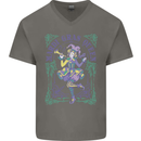 Mardi Gras Queen Mens V-Neck Cotton T-Shirt Charcoal