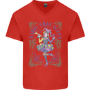 Mardi Gras Queen Mens V-Neck Cotton T-Shirt Red
