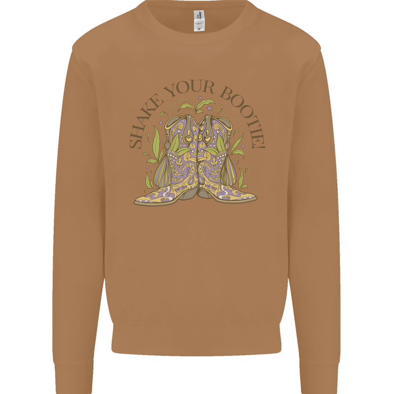 Mardi Gras Shake Your Bootie Mens Sweatshirt Jumper Caramel Latte