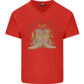 Mardi Gras Shake Your Bootie Mens V-Neck Cotton T-Shirt Red