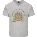 Mardi Gras Shake Your Bootie Mens V-Neck Cotton T-Shirt Sports Grey