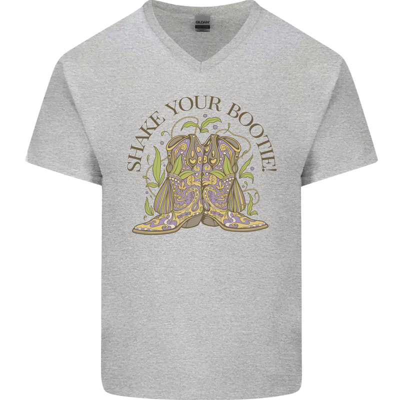 Mardi Gras Shake Your Bootie Mens V-Neck Cotton T-Shirt Sports Grey