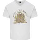Mardi Gras Shake Your Bootie Mens V-Neck Cotton T-Shirt White