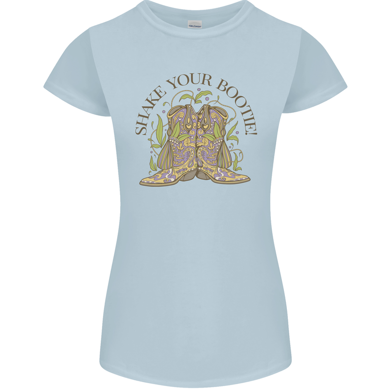 Mardi Gras Shake Your Bootie Womens Petite Cut T-Shirt Light Blue