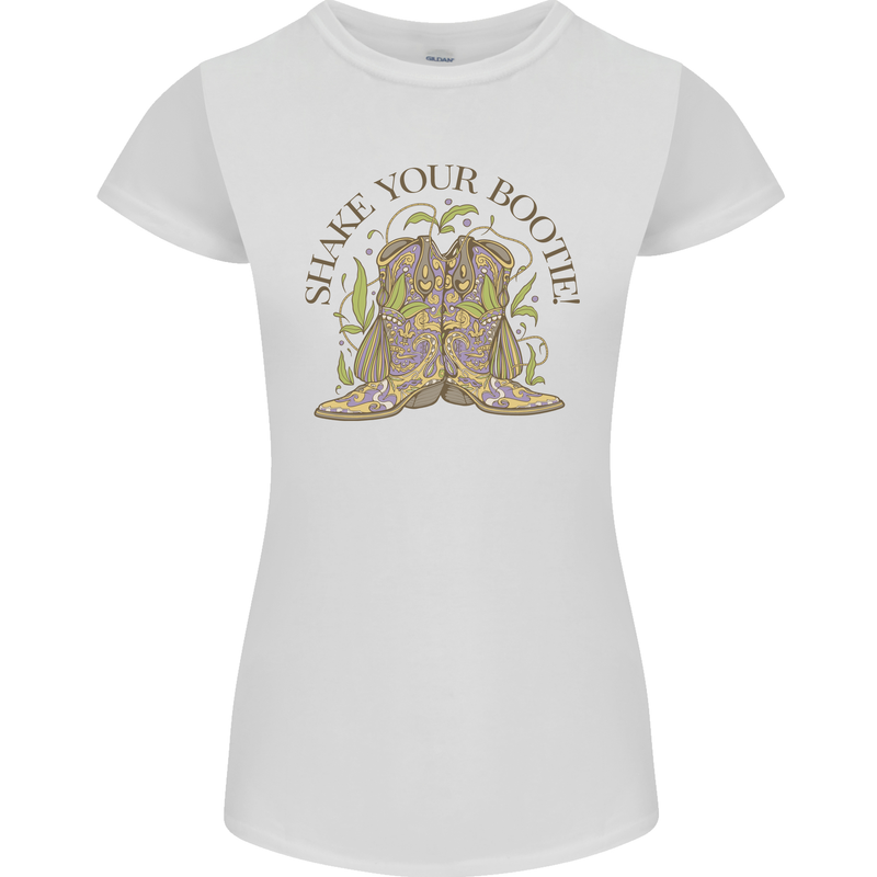 Mardi Gras Shake Your Bootie Womens Petite Cut T-Shirt White
