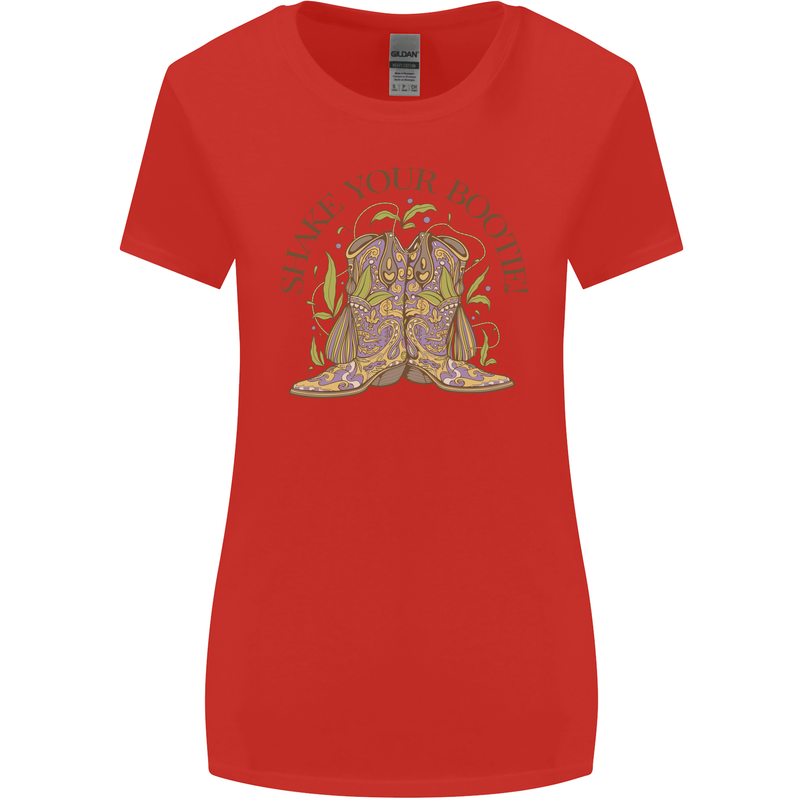 Mardi Gras Shake Your Bootie Womens Wider Cut T-Shirt Red