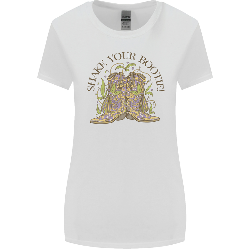 Mardi Gras Shake Your Bootie Womens Wider Cut T-Shirt White